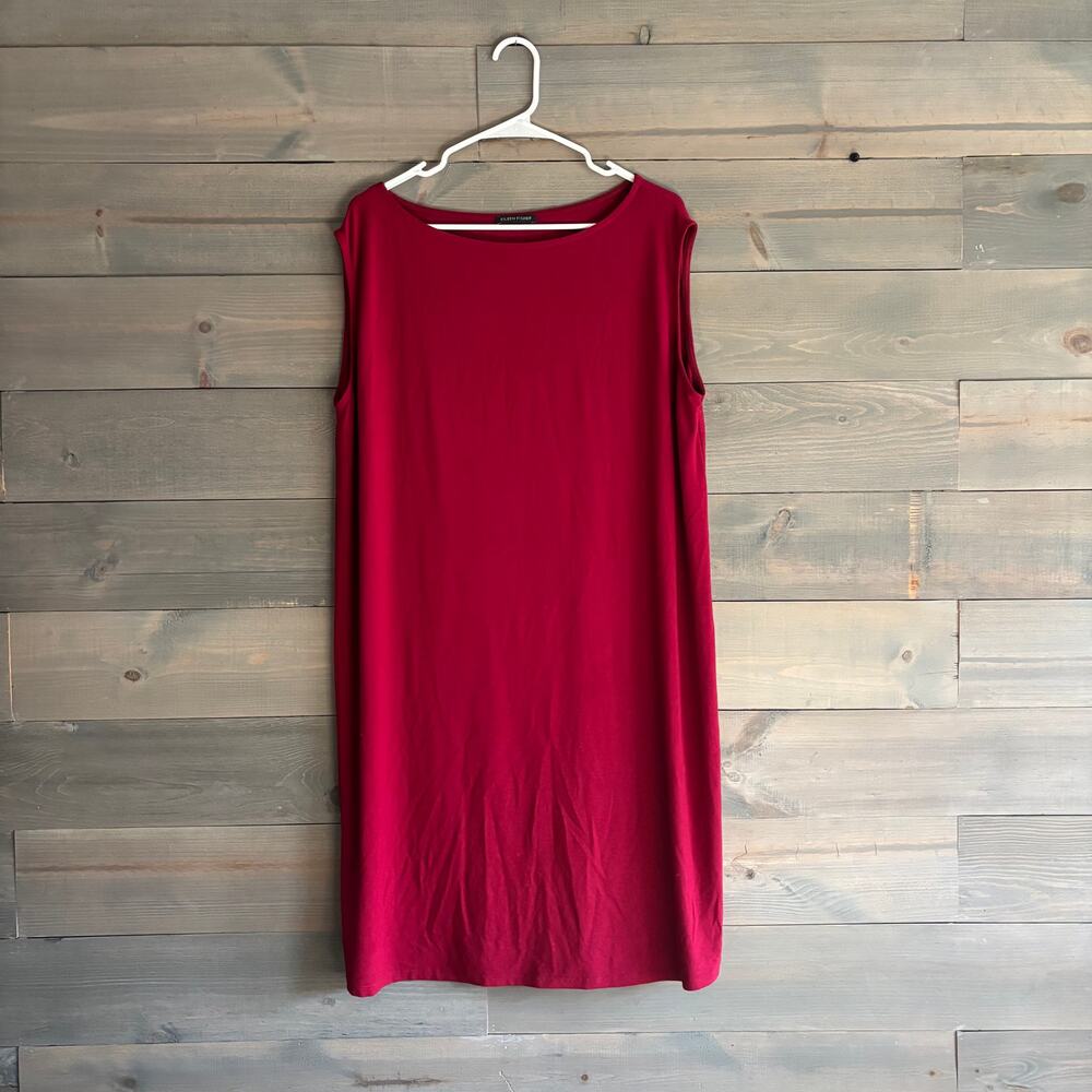 EILEEN FISHER | Women's Size L Deep Red Viscose Sleeveless Shift Tank Dress